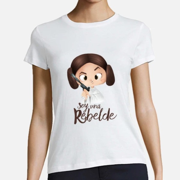 Rebelde-mujer, manga corta, blanca, calidad premium