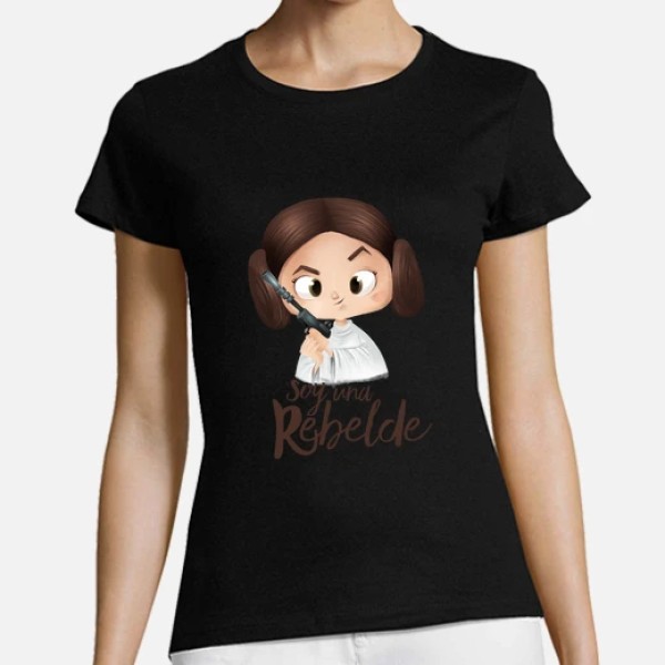 Rebelde-mujer, manga corta, blanca, calidad premium