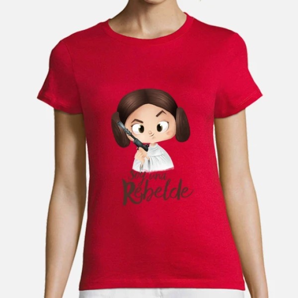 Rebelde-mujer, manga corta, blanca, calidad premium