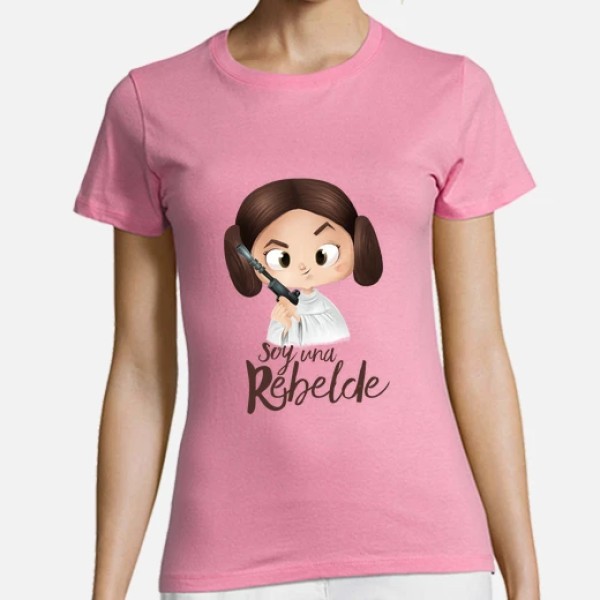 Rebelde-mujer, manga corta, blanca, calidad premium