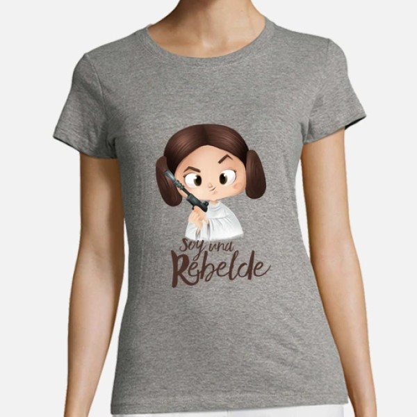 Rebelde-mujer, manga corta, blanca, calidad premium