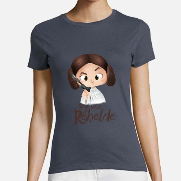 Rebelde-mujer, manga corta, blanca, calidad premium