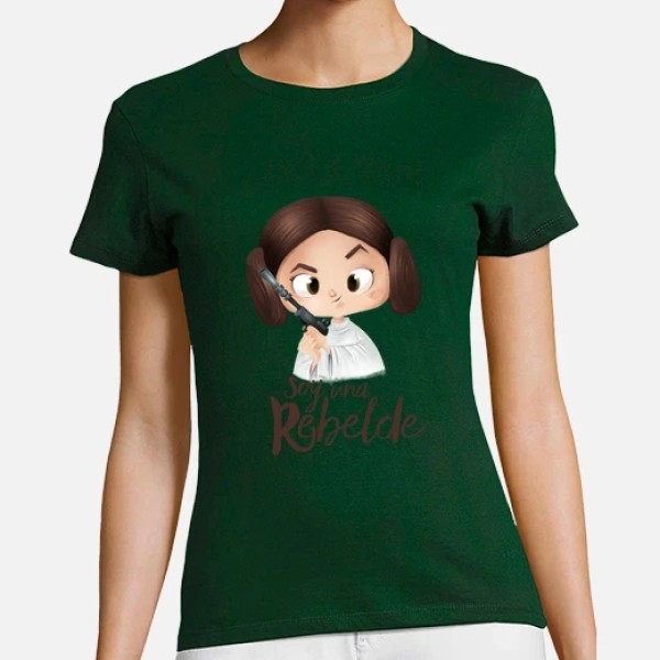 Rebelde-mujer, manga corta, blanca, calidad premium