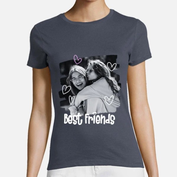 camiseta best friends foto texto personalizable