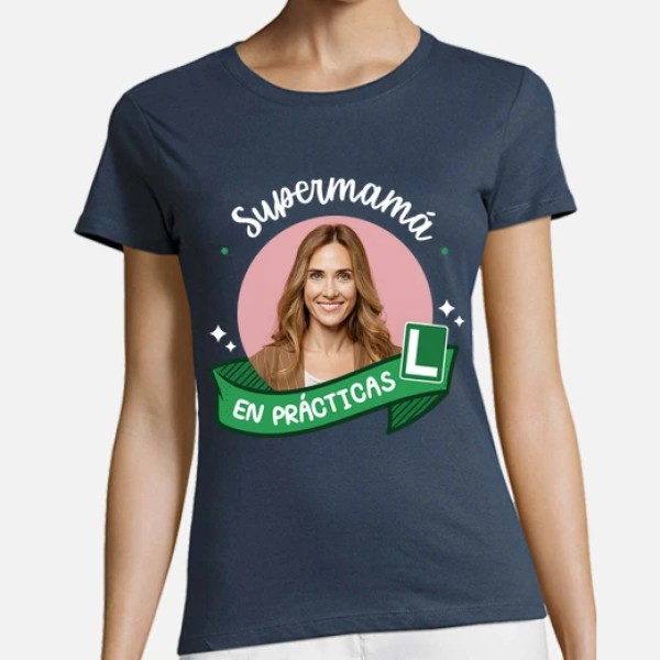 camiseta supermamu00e1 en pru00e1cticas foto personalizable
