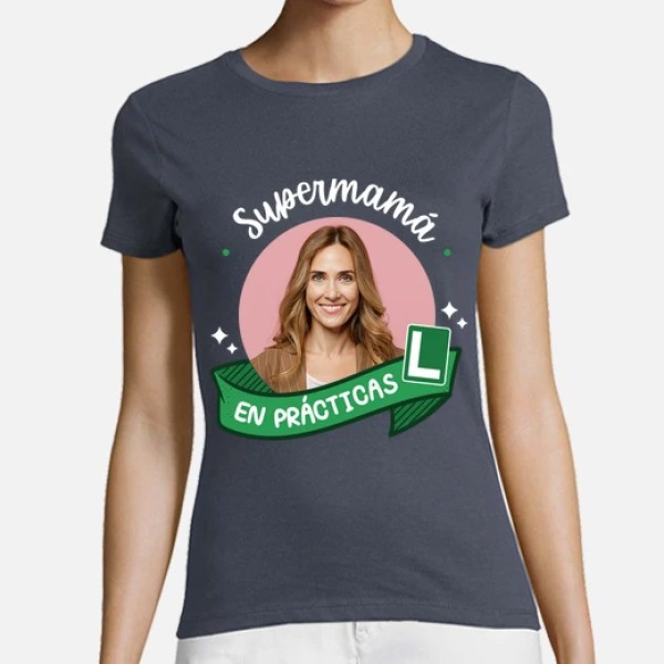 camiseta supermamu00e1 en pru00e1cticas foto personalizable