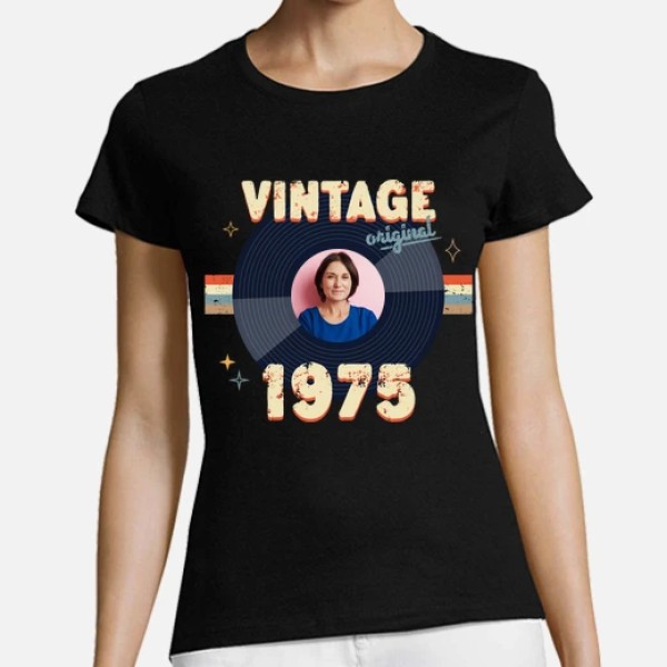 camiseta vintage 1975 foto personalizable