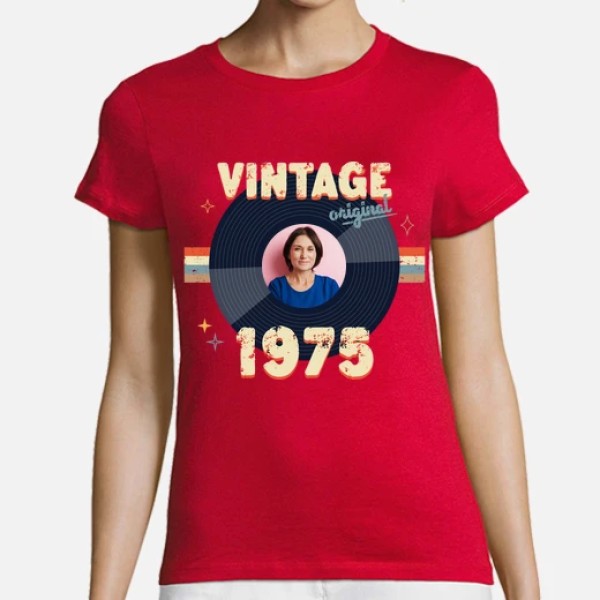 camiseta vintage 1975 foto personalizable
