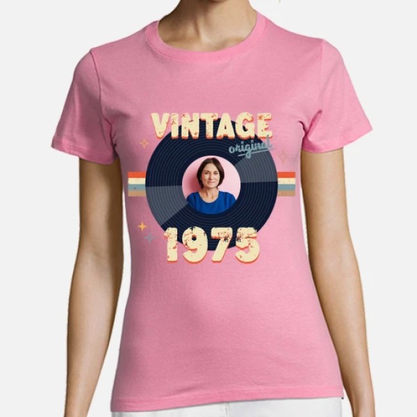 camiseta vintage 1975 foto personalizable