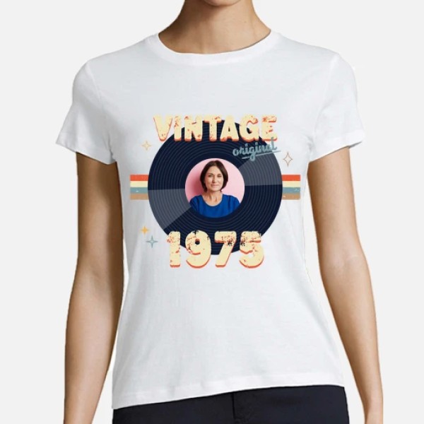 camiseta vintage 1975 foto personalizable