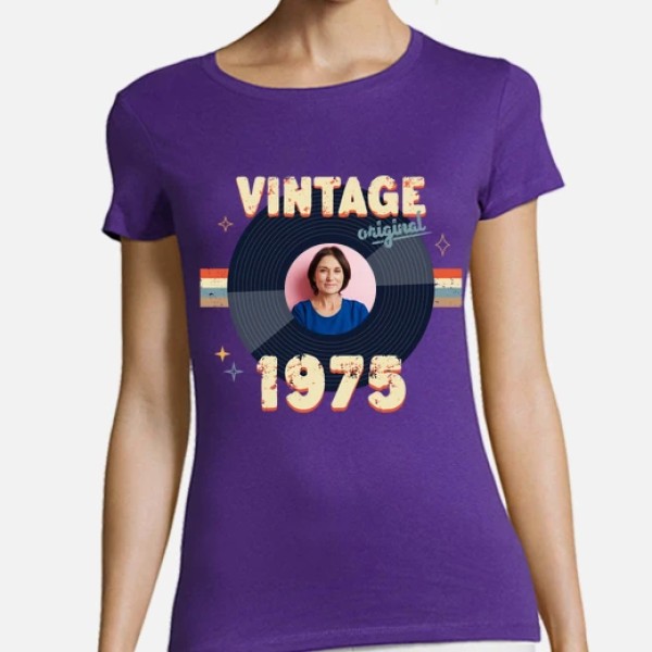 camiseta vintage 1975 foto personalizable
