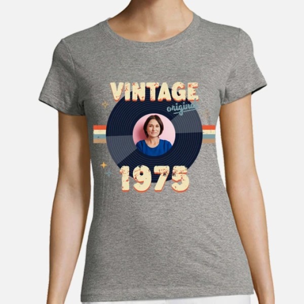 camiseta vintage 1975 foto personalizable