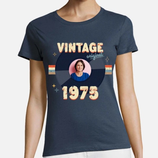 camiseta vintage 1975 foto personalizable