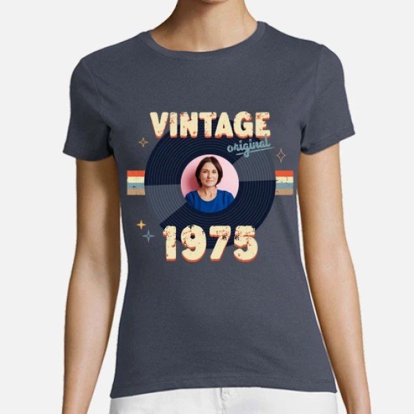 camiseta vintage 1975 foto personalizable
