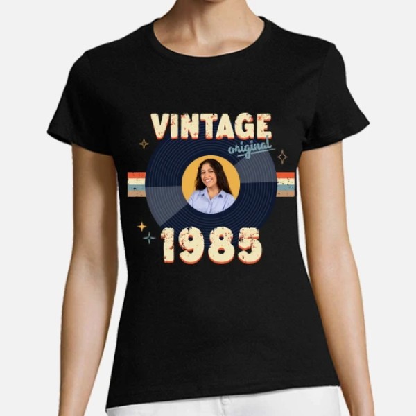 camiseta vintage 1985 foto personalizable