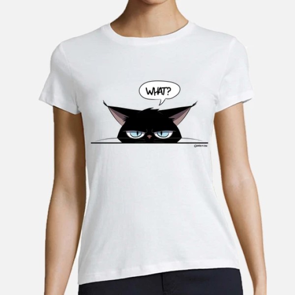 Camiseta mujer grumpy black cat