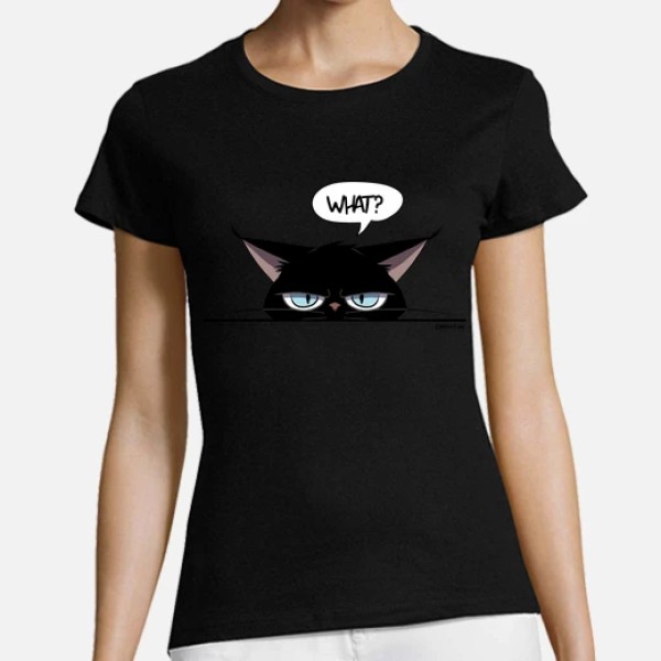 Camiseta mujer grumpy black cat