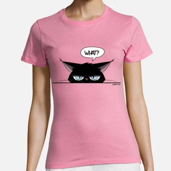 Camiseta mujer grumpy black cat
