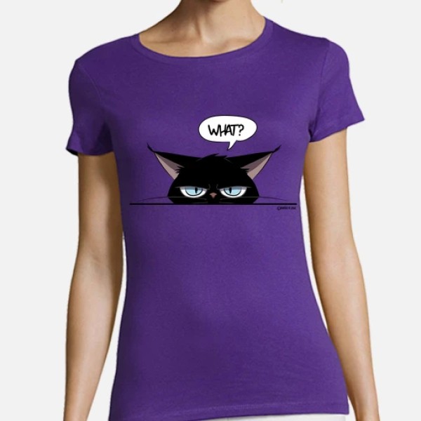 Camiseta mujer grumpy black cat