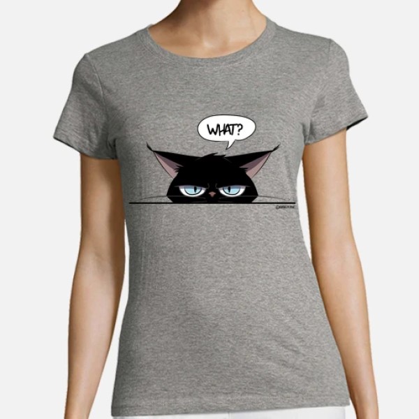 Camiseta mujer grumpy black cat