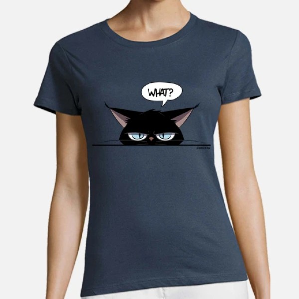Camiseta mujer grumpy black cat