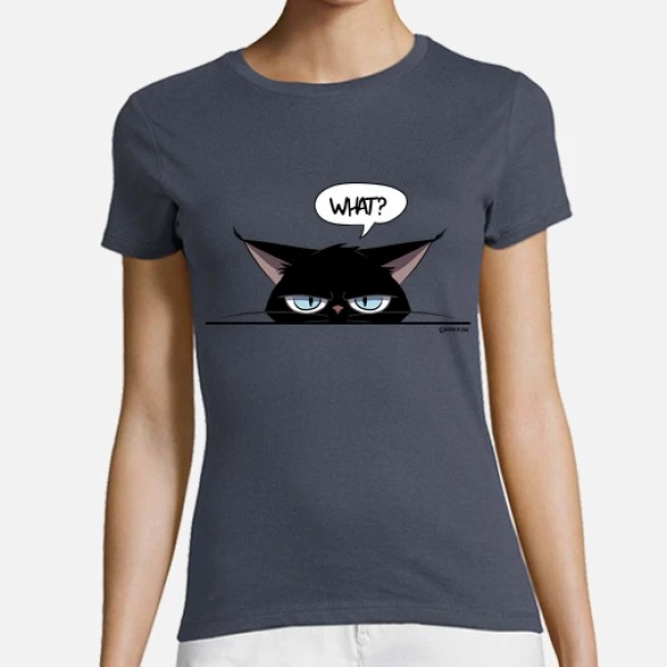 Camiseta mujer grumpy black cat