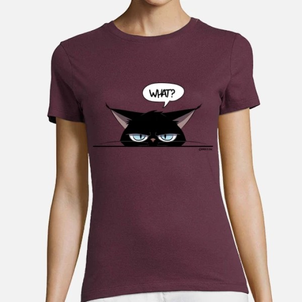 Camiseta mujer grumpy black cat