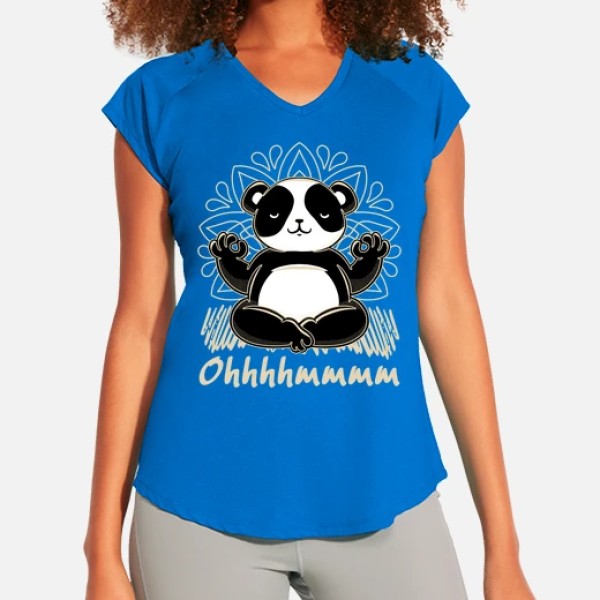 Camiseta deporte mujer Yoga panda meditaciu00f3n qigong gimnasia