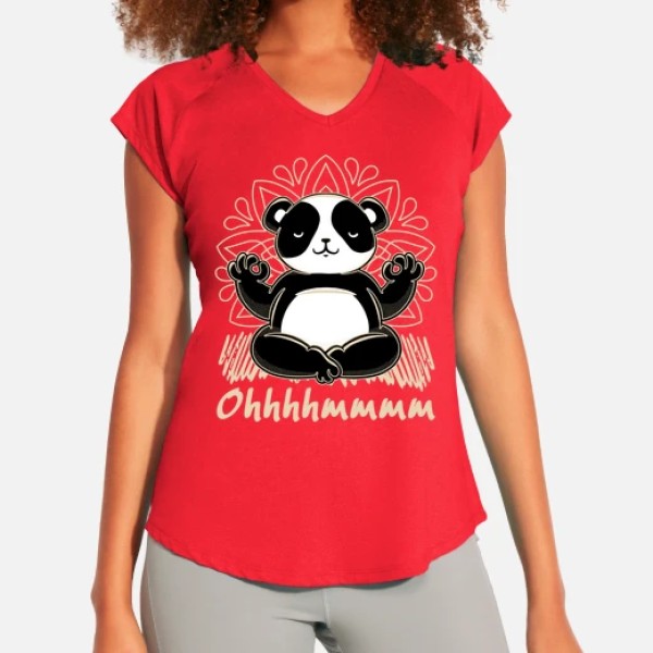 Camiseta deporte mujer Yoga panda meditaciu00f3n qigong gimnasia