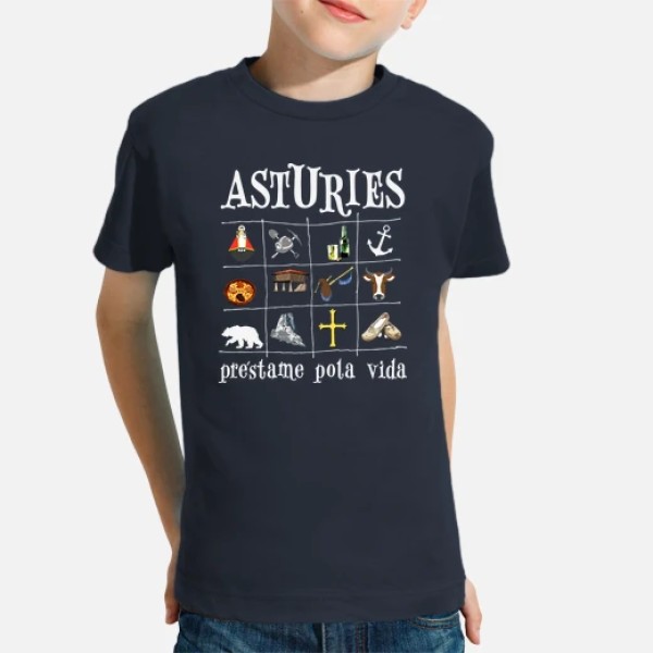 Asturies 2017 fondo oscuro - Camiseta para niu00f1o de manga corta