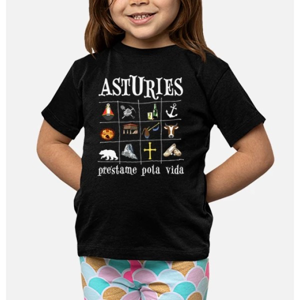 Asturies 2017 fondo oscuro - Camiseta para niu00f1o de manga corta