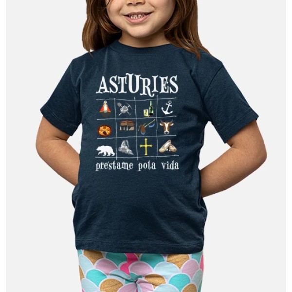Asturies 2017 fondo oscuro - Camiseta para niu00f1o de manga corta