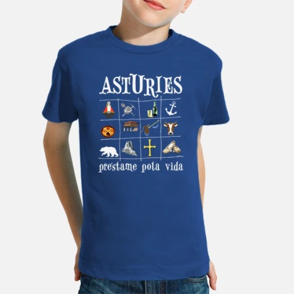 Asturies 2017 fondo oscuro - Camiseta para niu00f1o de manga corta