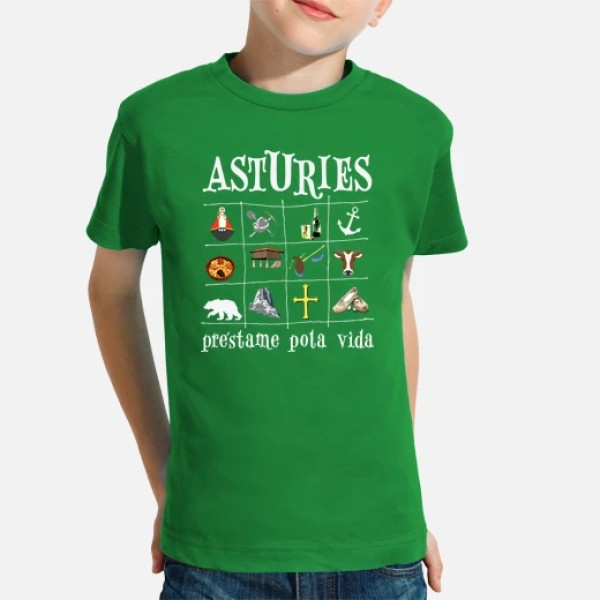 Asturies 2017 fondo oscuro - Camiseta para niu00f1o de manga corta