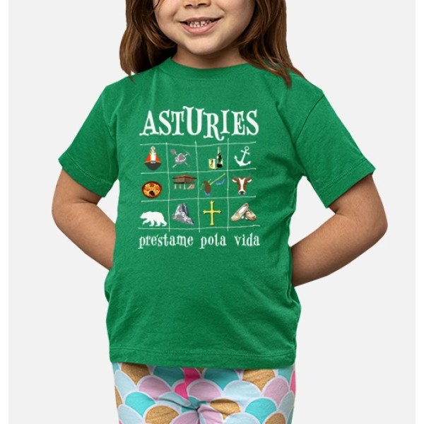 Asturies 2017 fondo oscuro - Camiseta para niu00f1o de manga corta