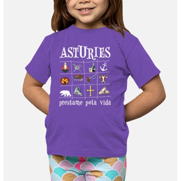 Asturies 2017 fondo oscuro - Camiseta para niu00f1o de manga corta