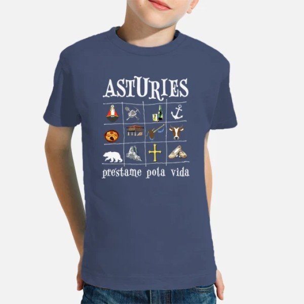 Asturies 2017 fondo oscuro - Camiseta para niu00f1o de manga corta