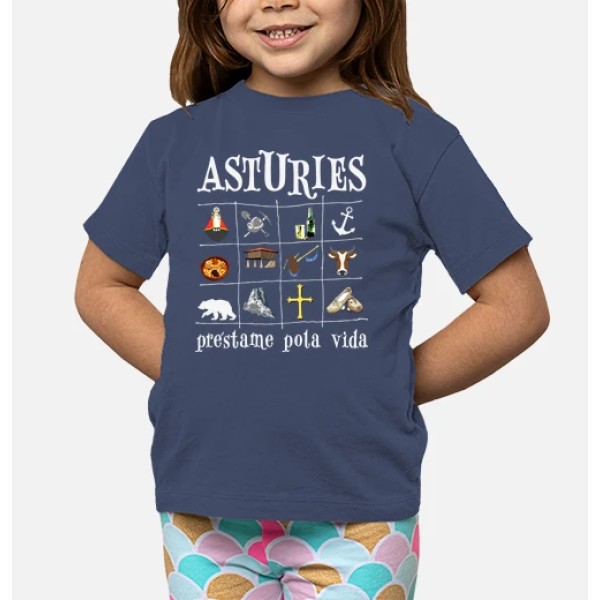 Asturies 2017 fondo oscuro - Camiseta para niu00f1o de manga corta