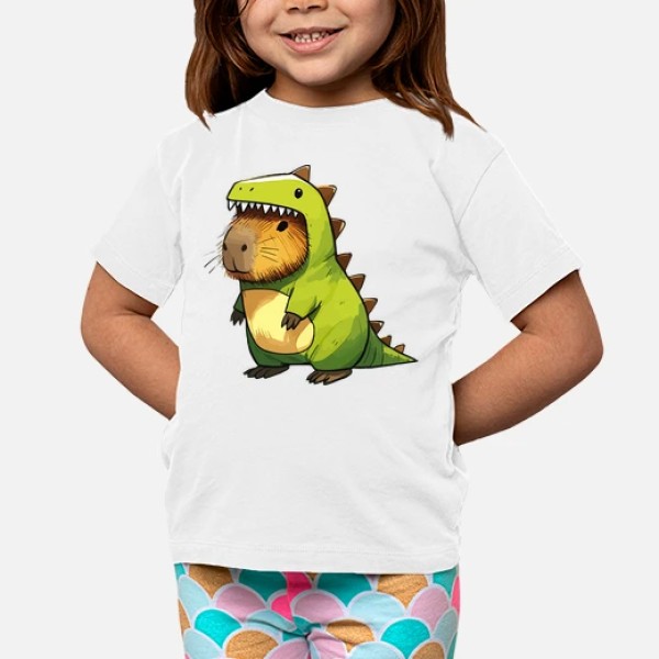 Capibara esbozada con disfraz de dinosa