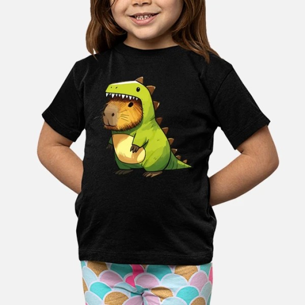 Capibara esbozada con disfraz de dinosa