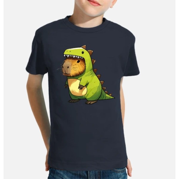Capibara esbozada con disfraz de dinosa