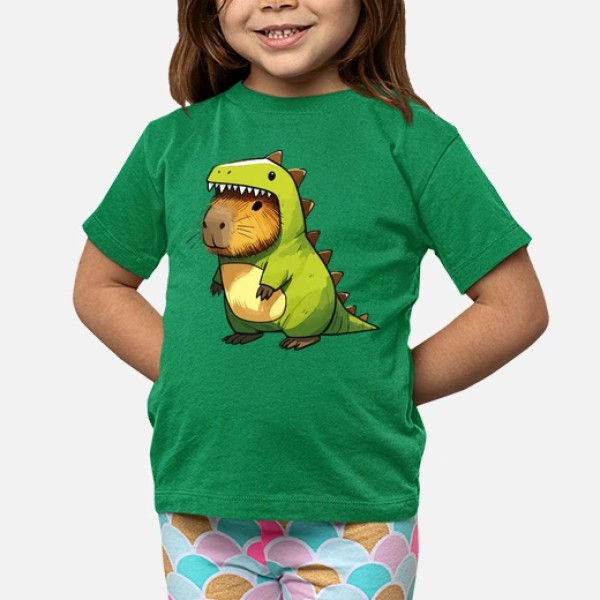 Capibara esbozada con disfraz de dinosa