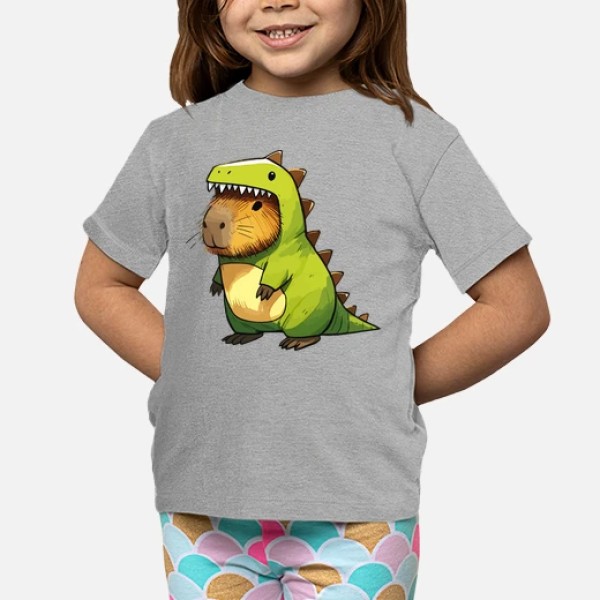 Capibara esbozada con disfraz de dinosa