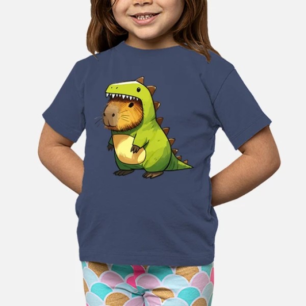 Capibara esbozada con disfraz de dinosa