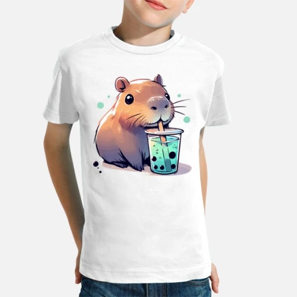 El capibara bebe tu00e9 de boba