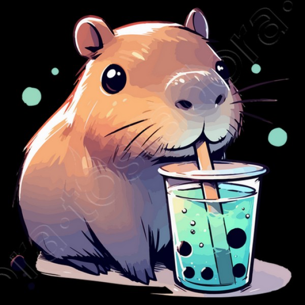 El capibara bebe tu00e9 de boba