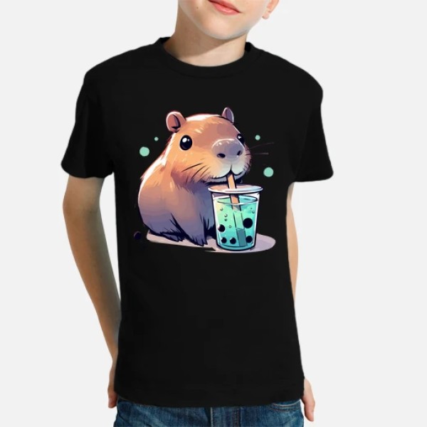 El capibara bebe tu00e9 de boba