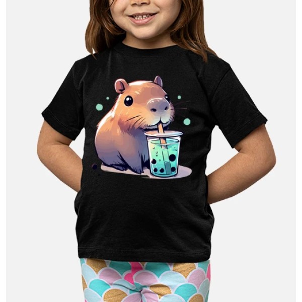 El capibara bebe tu00e9 de boba