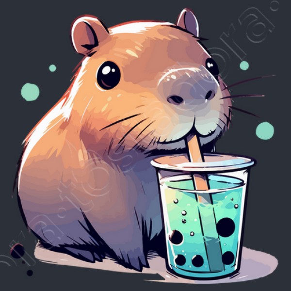 El capibara bebe tu00e9 de boba