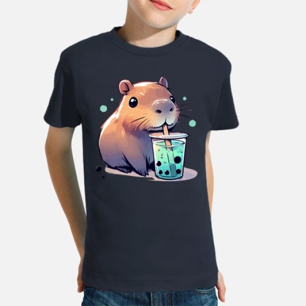 El capibara bebe tu00e9 de boba